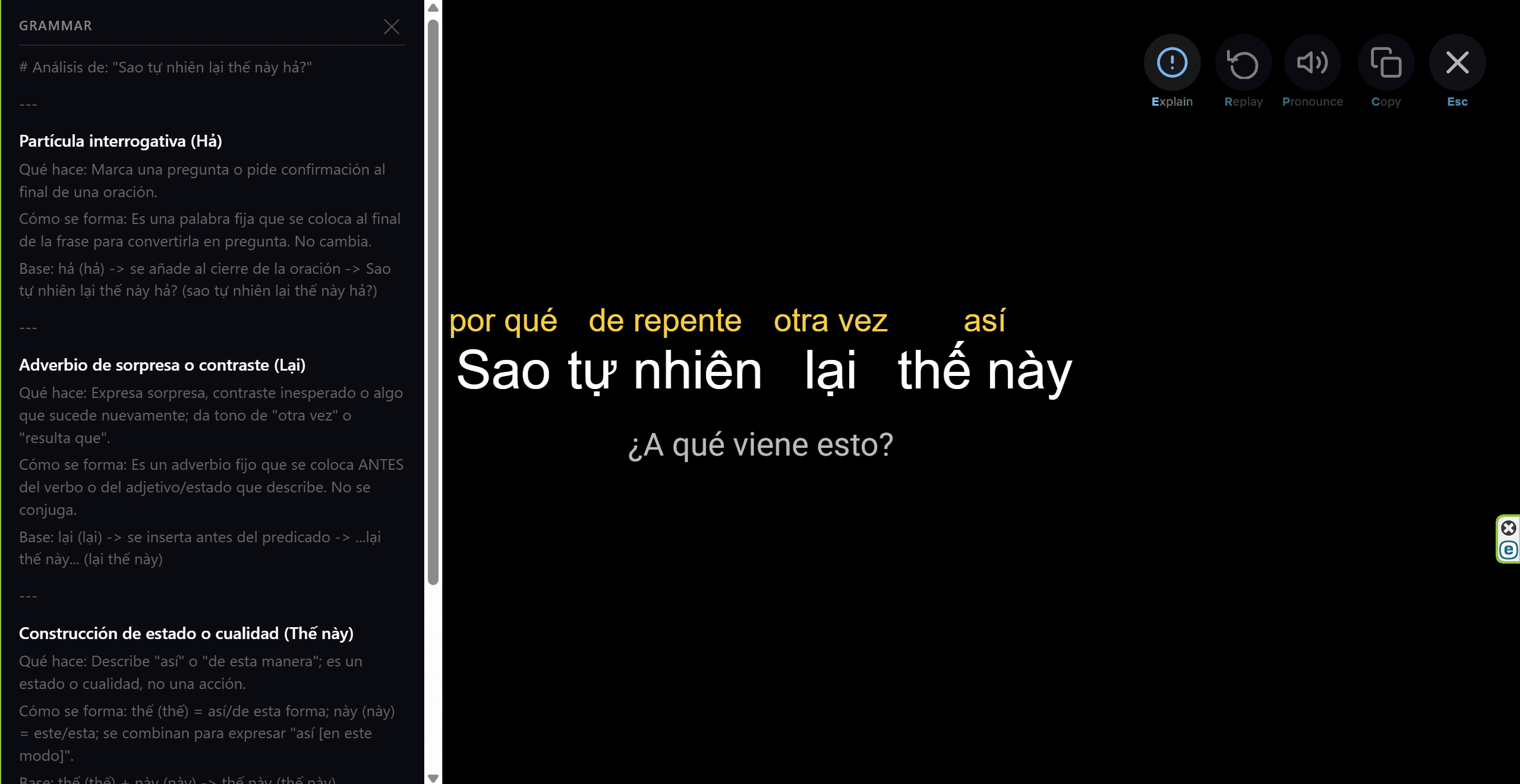 LingoPause Contextual Grammar Explanation